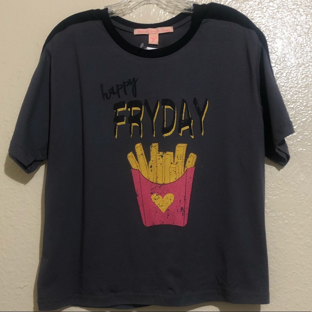 Women’s Crop Graphic Tee Logo HAPPY FRYDAY” XLarge